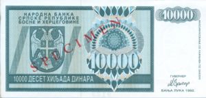 Bosnia and Herzegovina, 10,000 Dinar, P139s