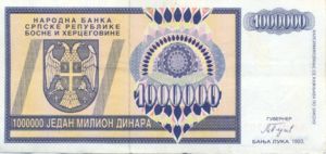 Bosnia and Herzegovina, 1,000,000 Dinar, P142a