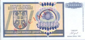 Bosnia and Herzegovina, 1,000,000 Dinar, P142s