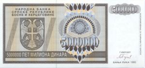 Bosnia and Herzegovina, 5,000,000 Dinar, P143a