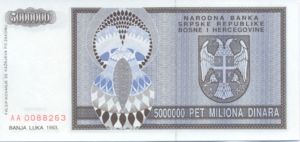 Bosnia and Herzegovina, 5,000,000 Dinar, P143a