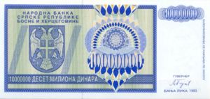 Bosnia and Herzegovina, 10,000,000 Dinar, P144a