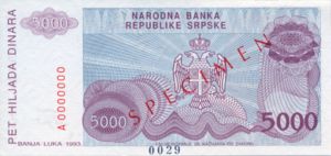 Bosnia and Herzegovina, 5,000 Dinar, P149s