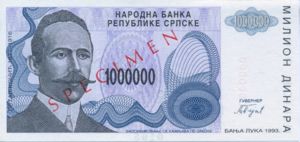 Bosnia and Herzegovina, 1,000,000 Dinar, P152s
