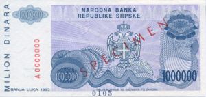 Bosnia and Herzegovina, 1,000,000 Dinar, P152s