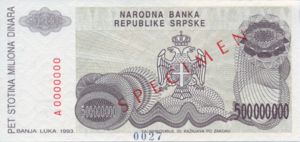Bosnia and Herzegovina, 500,000,000 Dinar, P155s