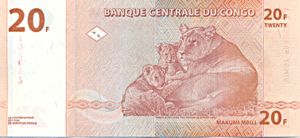 Congo Democratic Republic, 20 Franc, P88A