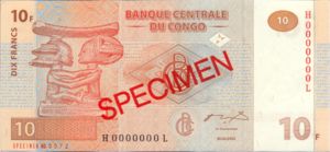 Congo Democratic Republic, 10 Franc, P93s