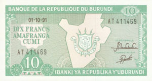 Burundi, 10 Franc, P33b v4, BRB B14f