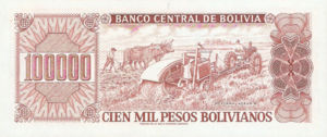 Bolivia, 100,000 Peso Boliviano, P171a Sign.1