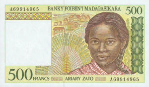 Madagascar, 100/500 Ariary/Franc, P75a, BFM B11a