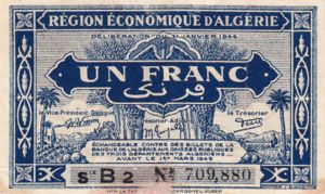 Algeria, 1 Franc, P98a B2
