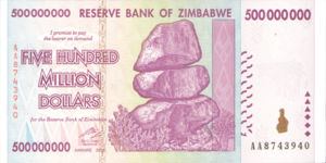 Zimbabwe, 500,000,000 Dollar, P82