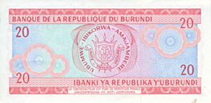 Burundi, 20 Franc, P27b v4