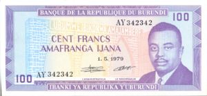 Burundi, 100 Franc, P29a v2