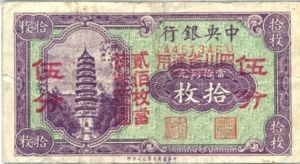 China, 10 Copper, P167b