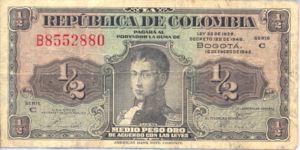 Colombia, 1/2 Peso Oro, P345New