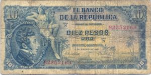 Colombia, 10 Peso Oro, P400c