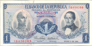 Colombia, 1 Peso Oro, P404b v1