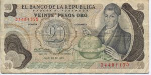 Colombia, 20 Peso Oro, P409c v2