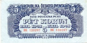 Czechoslovakia, 5 Koruna, P46b