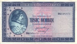 Czechoslovakia, 1,000 Koruna, P65a