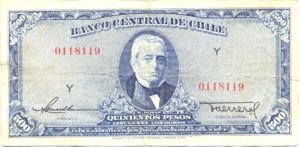 Chile, 500 Peso, P115