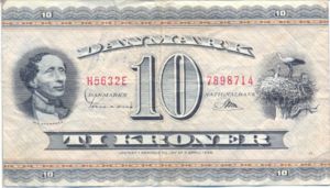 Denmark, 10 Krone, P44m, P44w