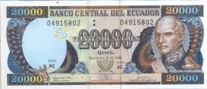 Ecuador, 20,000 Sucre, P129a