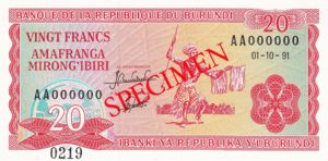 Burundi, 20 Franc, P27cs