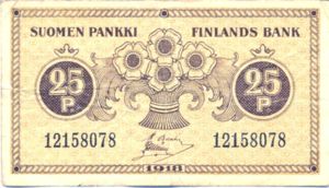 Finland, 25 Penniä, P33 Sign.1