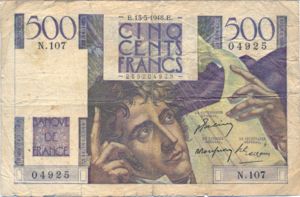France, 500 Franc, P129b
