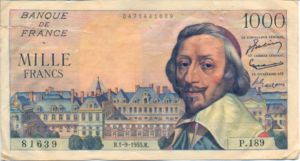 France, 1,000 Franc, P134a