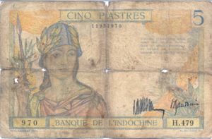 French Indochina, 5 Piastre, P55a