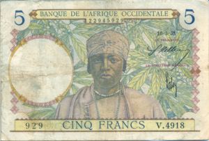 French West Africa, 5 Franc, P21