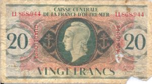 Guadeloupe, 20 Franc, P28a