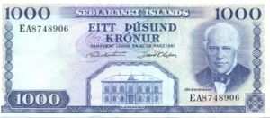 Iceland, 1,000 Krone, P46a Sign.1