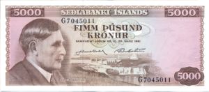 Iceland, 5,000 Krone, P47a Sign.1