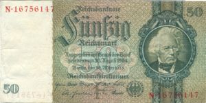 Germany, 50 Reichsmark, P182a F