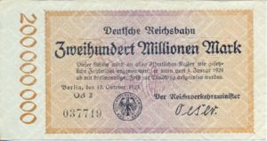 Germany, 200,000,000 Mark, S1018 OB2