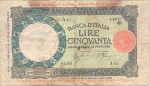 Italian East Africa, 50 Lira, P1b
