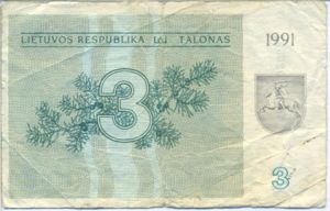 Lithuania, 3 Talonas, P33a