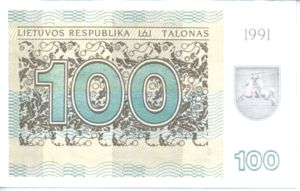 Lithuania, 100 Talonas, P38a