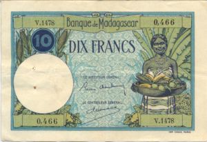 Madagascar, 10 Franc, P36 Sign.2