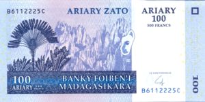 Madagascar, 100/500 Ariary/Franc, P86b