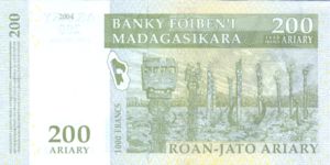 Madagascar, 200/1000 Ariary/Franc, P87b