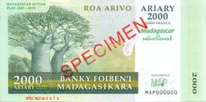 Madagascar, 2000/10000 Ariary/Franc, P93s