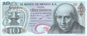 Mexico, 10 Peso, P63d Sign.1