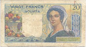 New Caledonia, 20 Franc, P50c