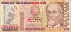Peru, 5,000,000 Intis, P150
